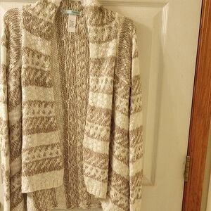 Maurices Beige and Cream Striped Cardigan